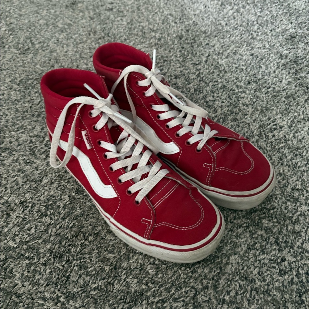 Vans Red High-Tops with White Logo